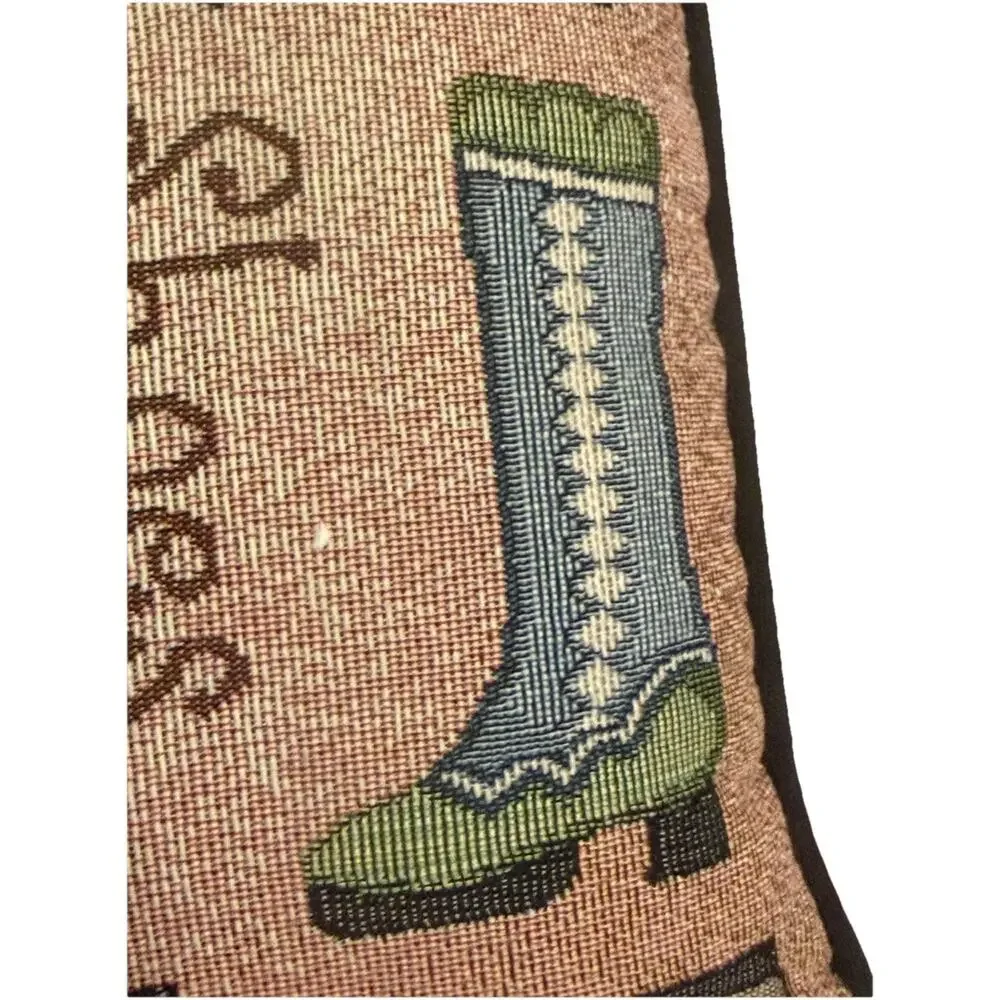 Vintage Tapestry Throw Pillow “Shoes Cure The Blues” 12’ X 8’ Fast Ship 3469-21
